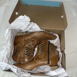 Dingo Horse Women's Brown Leather Western Cowgirl Boots Size 9M Zip Side Farmer‎